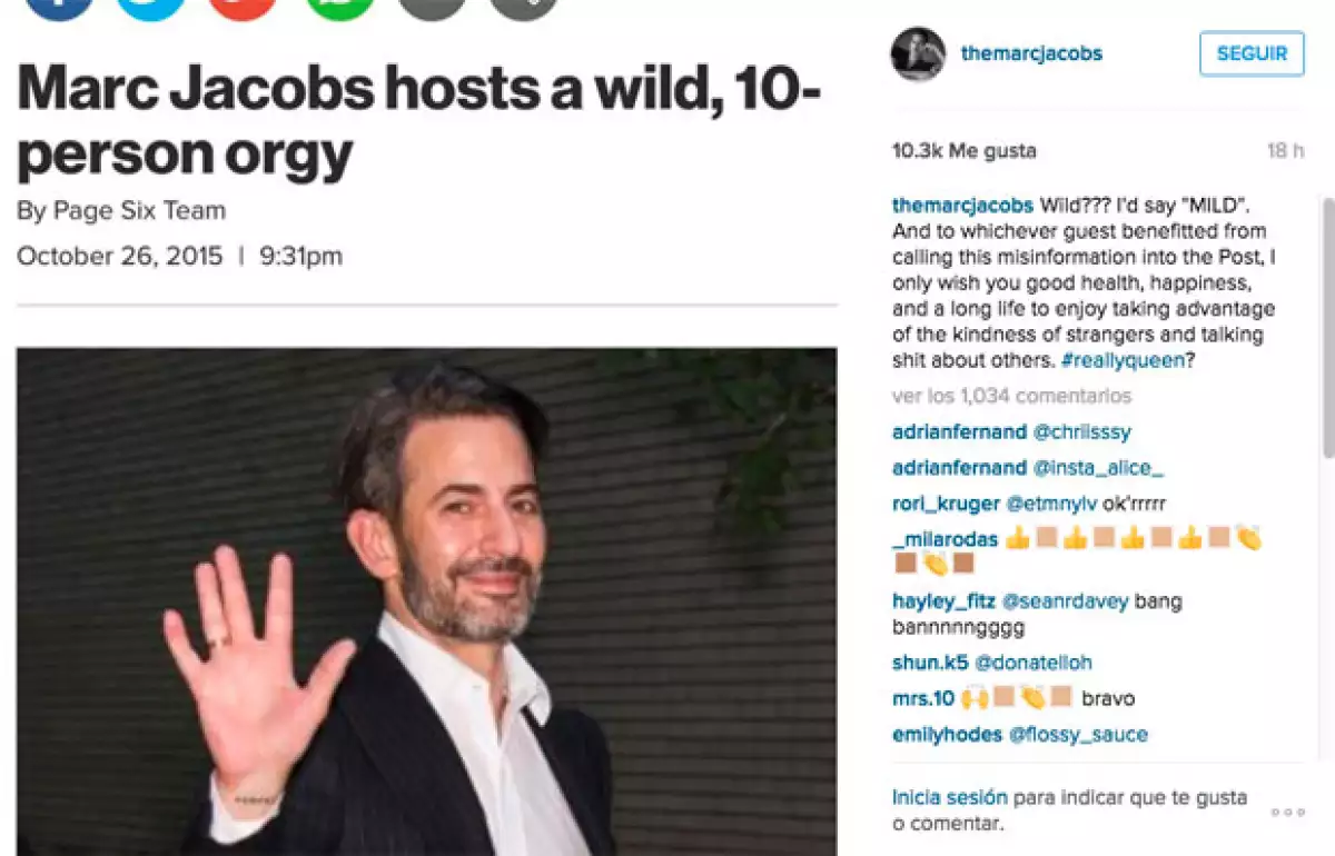 Por su parte, el sitio Page Six dio a conocer la "fiesta salvaje" que tuvo Marc el fin de semana pasado, y él respondió al informante que reveló información tergiversada.