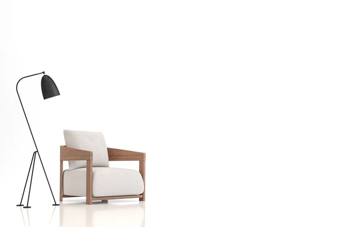 White fabric armchair on white background 3d rendering image