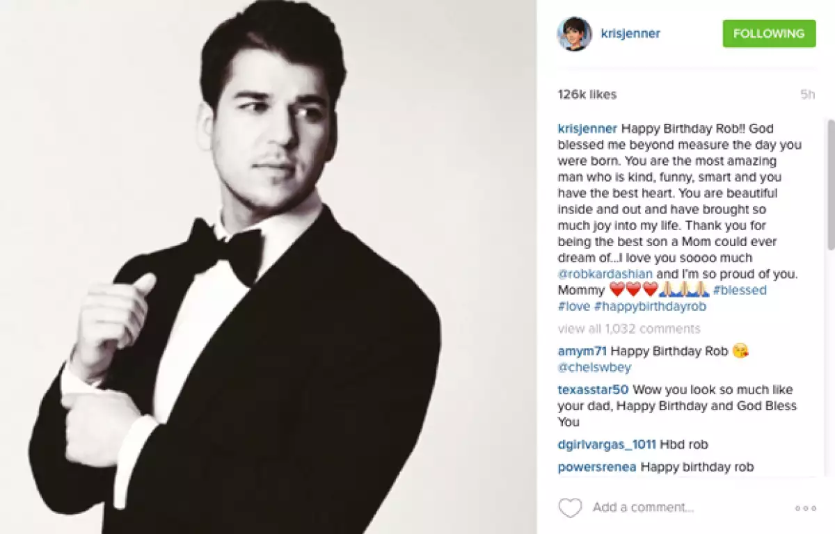 La matriarca del clan se puso muy emotiva en el mensaje que escribió en Instagram para su único hijo hombre, quien desde hace varios años vive una crisis personal.