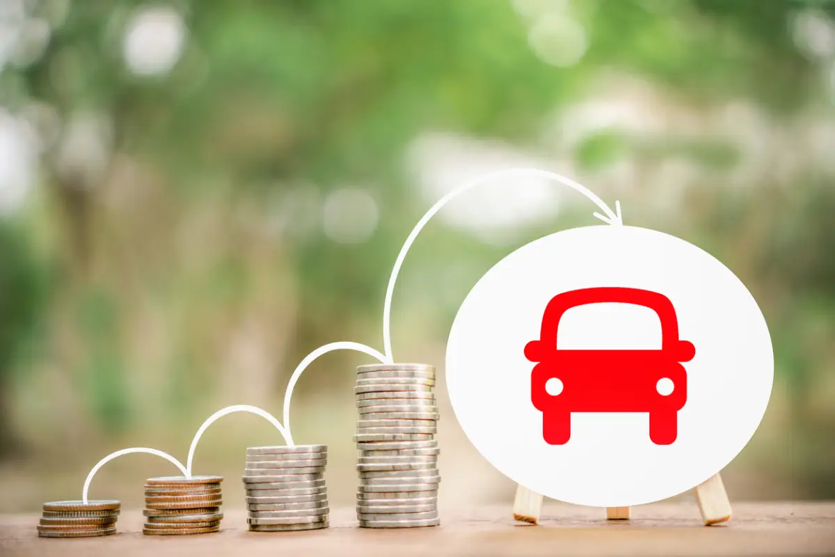 stack of coin or saving money to buy new car ,loan from car concept background