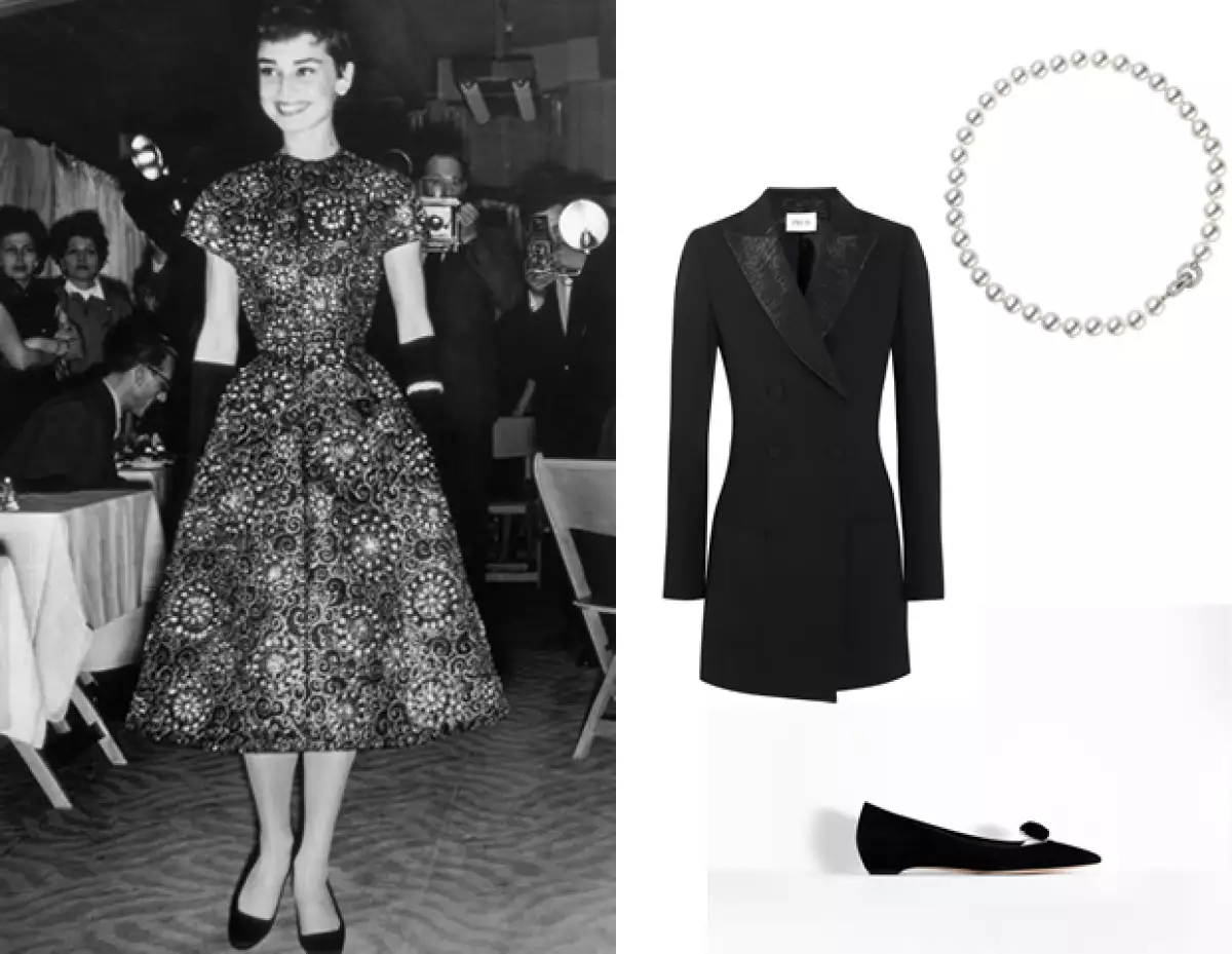 Imita el estilo de Audrey Hepburn y complementa tus looks con collares de perla Cartier y zapatos de piso como estos de Dior. Apuesta por una versión contemporánea del LBD con un "coat dress".