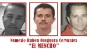En la imagen aparecen tres fotografías conocidas de Nemesio Oseguera, líder del Cártel Jalisco. 