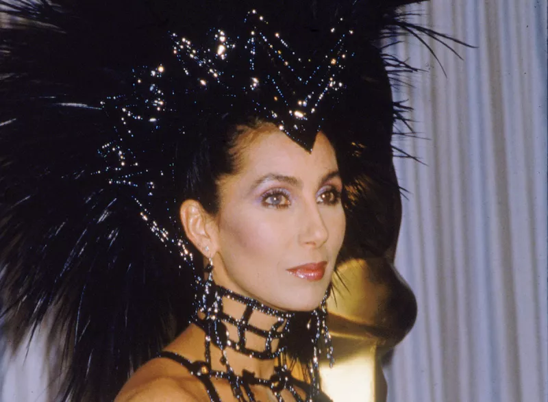 Cher In Black Headdress At Oscars
