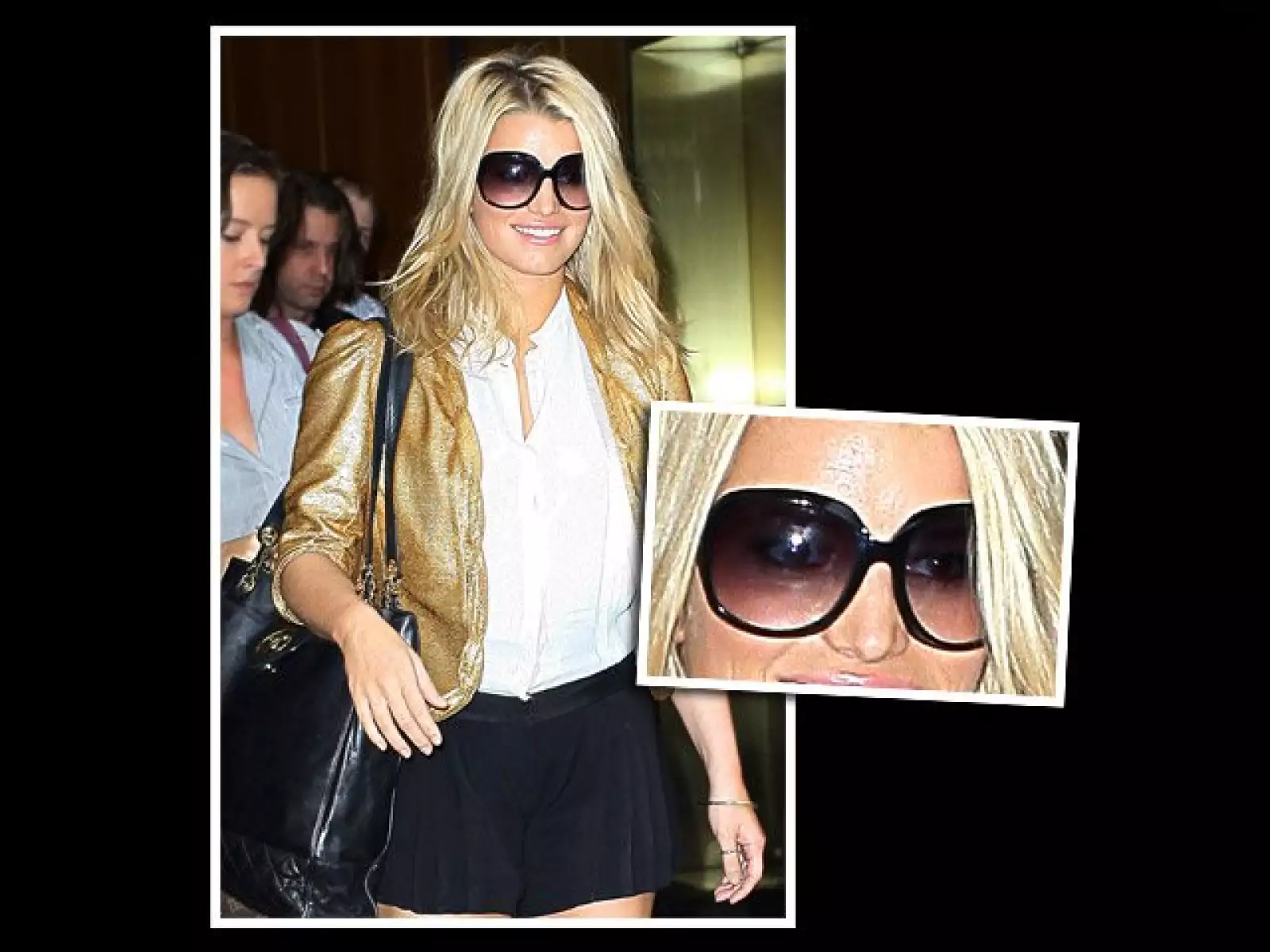 Jessica Simpson con unos lentes de sol Dior tipo Jackie Kennedy, para estar en tendencia retro.