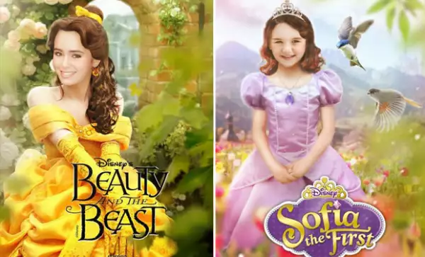 Lilly Collins como Bella y Suri Cruise como Sophia.