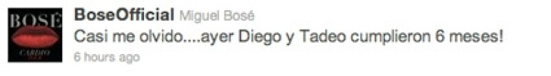 Bosé compartió el cumplemes de sus hijos.