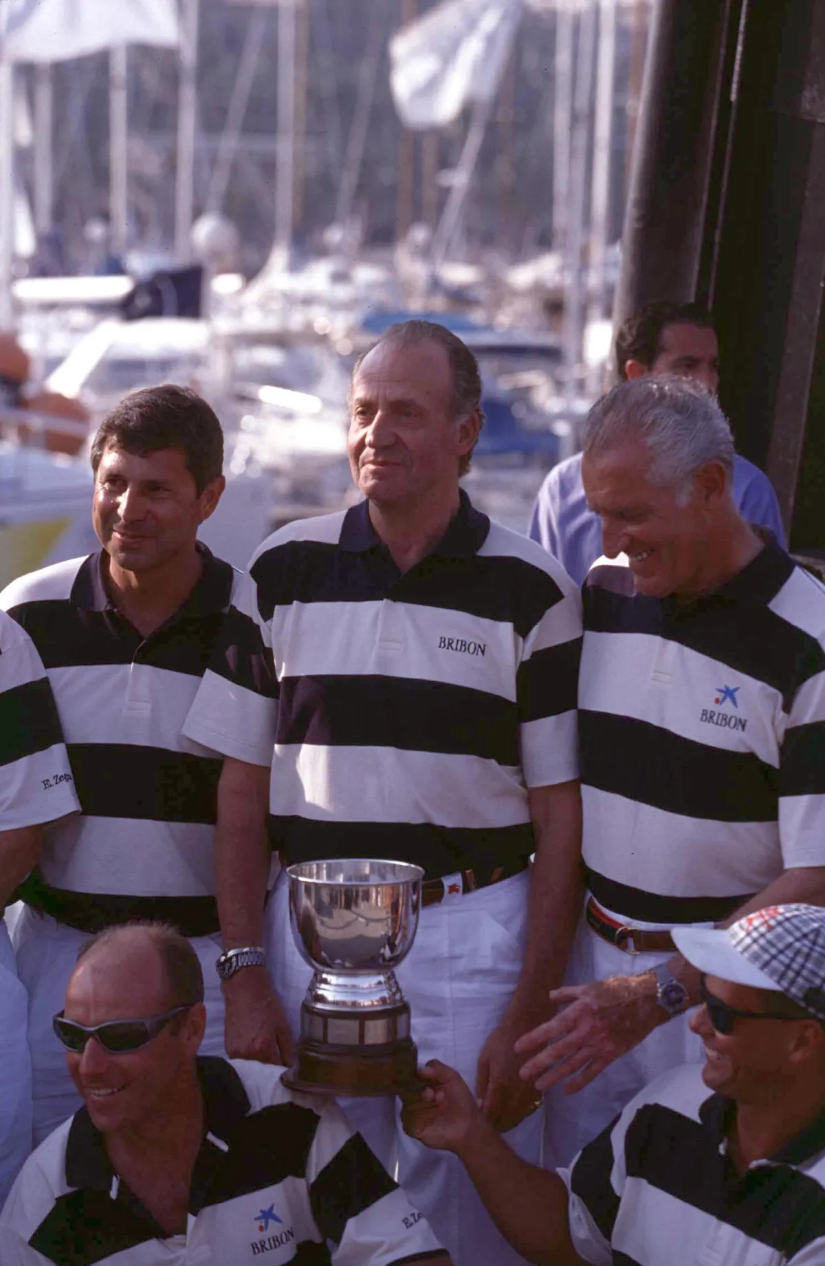KING JUAN CARLOS OF SPAIN AT THE X ERMENEGILDO ZEGNA SAILING  WITH PRINCE PHILIP AND INFANTA CRISTINA IN BARCELONA, SPAIN - 1998