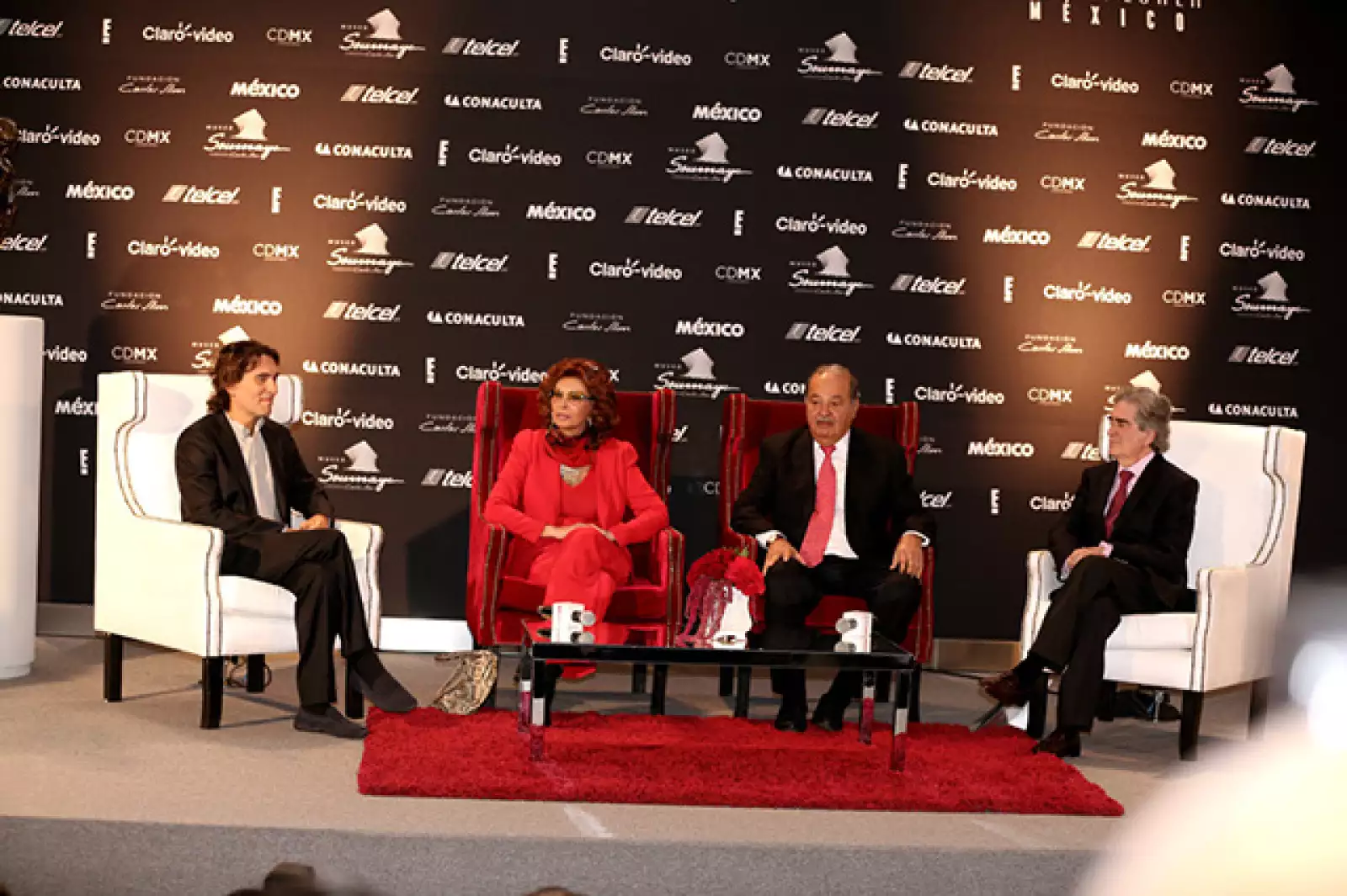 Carlo Ponti,Sophia Loren,Carlos Slim,Rafael Tovar y de Teresa
