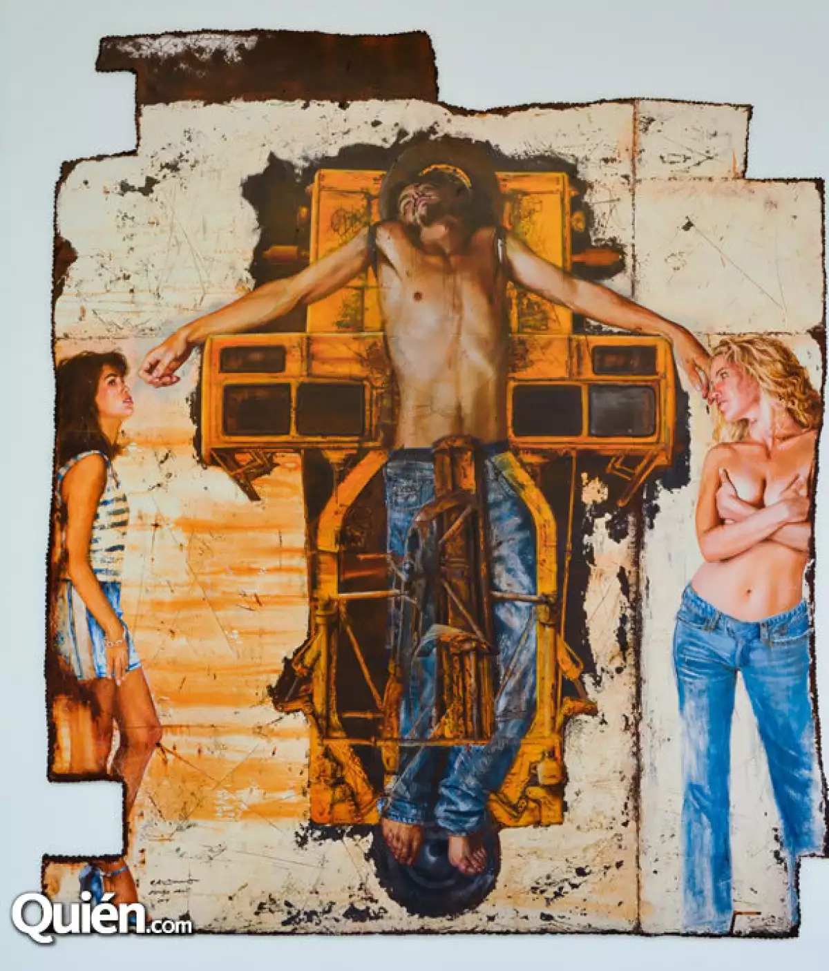 Rafael Cauduro Excavadora entre mujeres