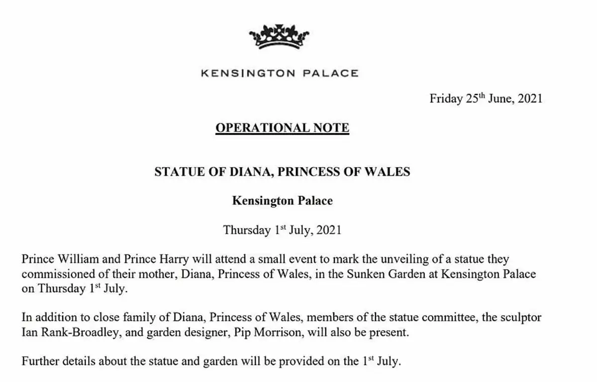 Este es el comunicado que ha mandado el Palacio de Kensington.