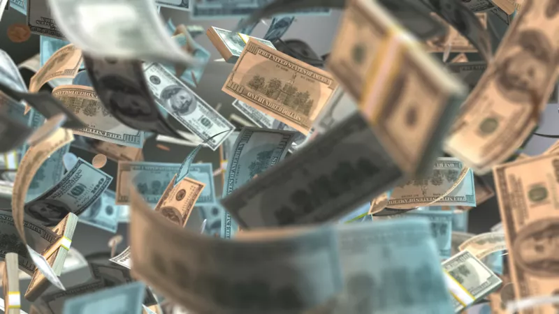 money notes flying Cash