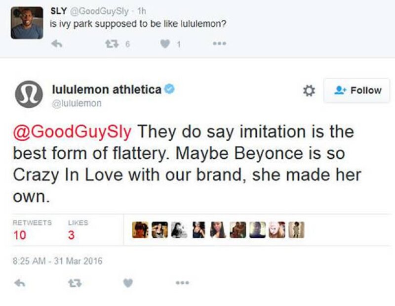 Tweets de Lululemon en respuesta a los fans
