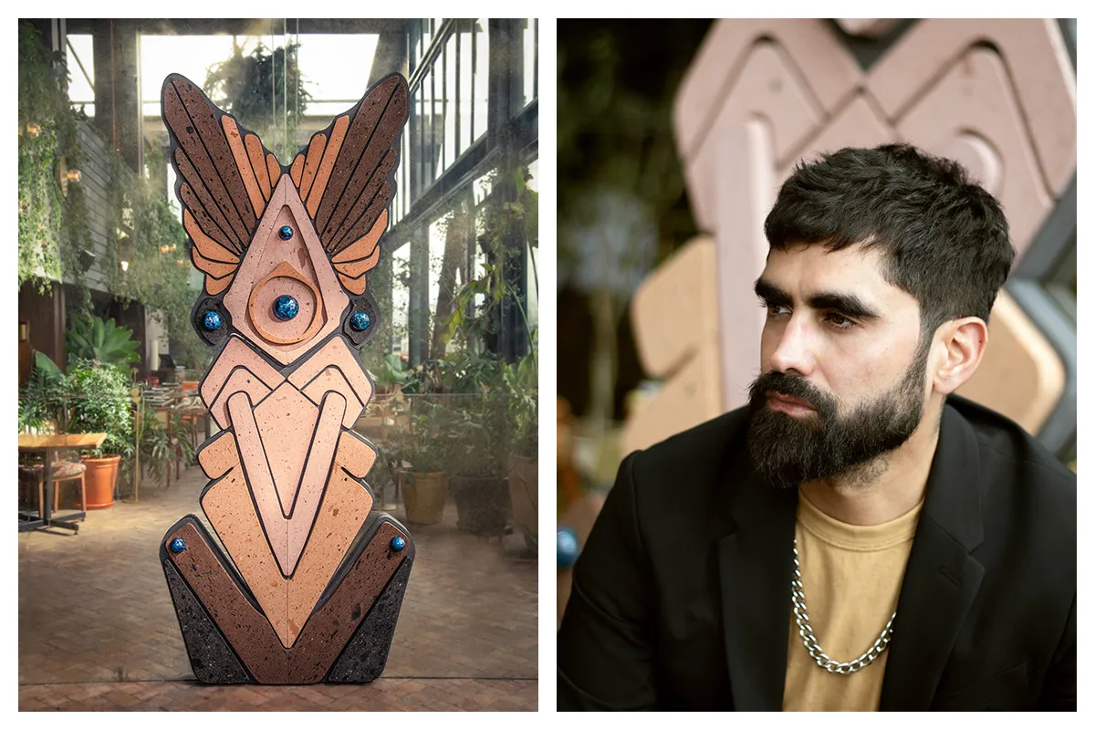 Alejandro Grande, y su escultura Diosa Altanera. 