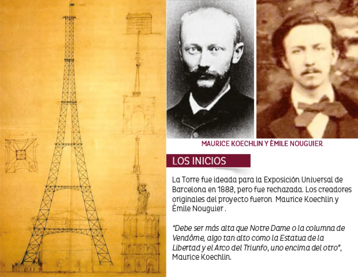 El primer boceto para la construcción de la Torre Eiffel fue realizado en 1884 por Maurice Koechlin y Èmile Nouguier.