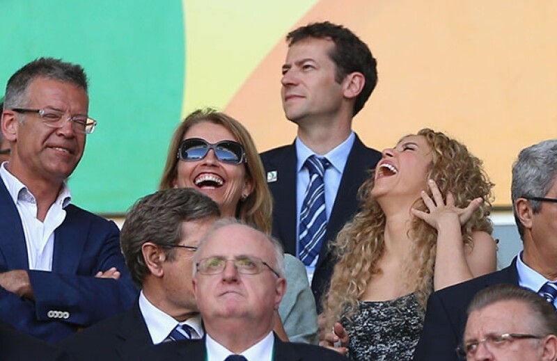 Durante la semifinal España-Italia Shakira y sus suegros se veían de lo más felices disfrutando de su compañía.