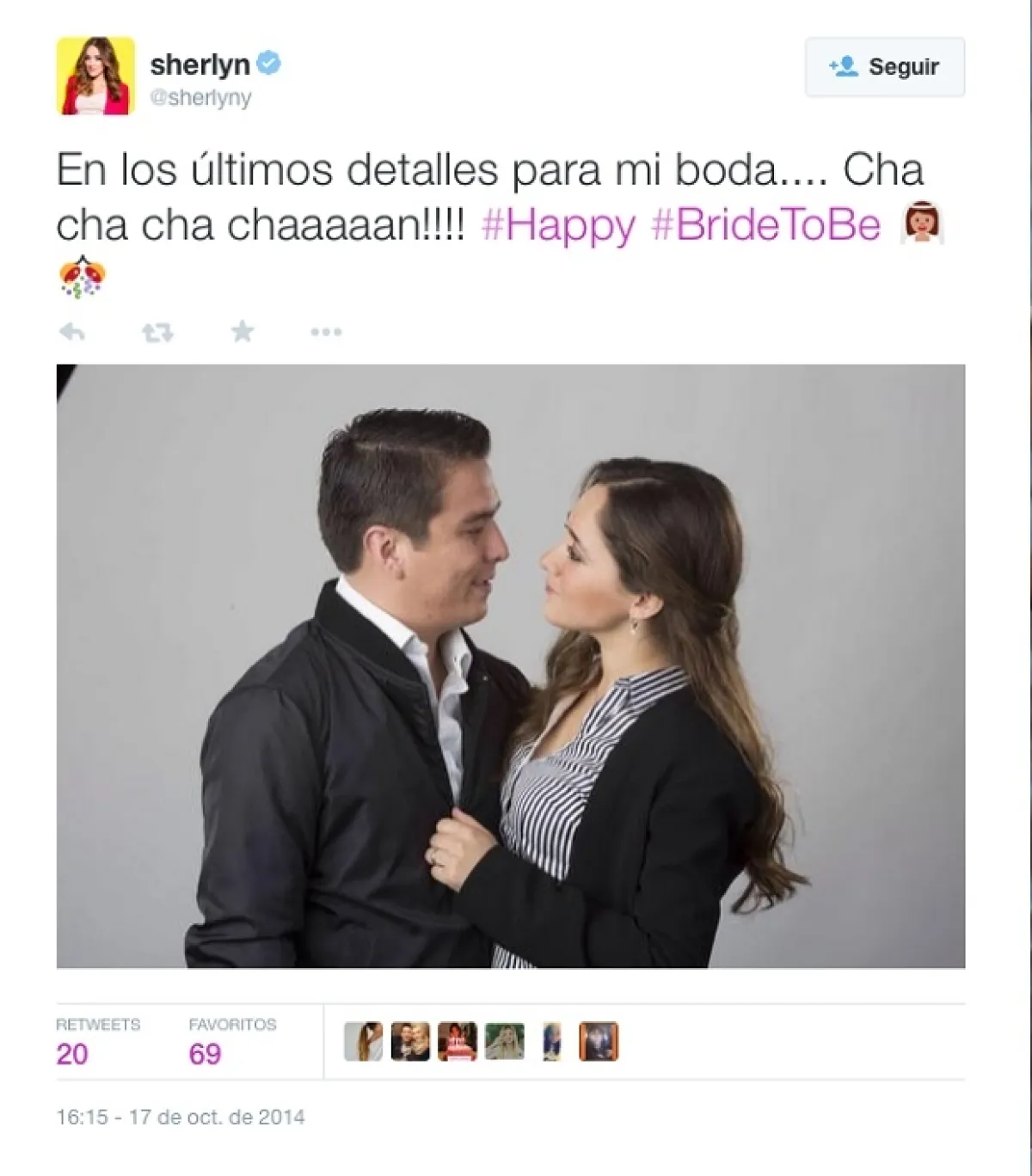 Sherlyn grita a los cuatro vientos lo entusiasmada que se siente por su próxima boda por la iglesia y las distintas actividades que tiene con Gerardo.