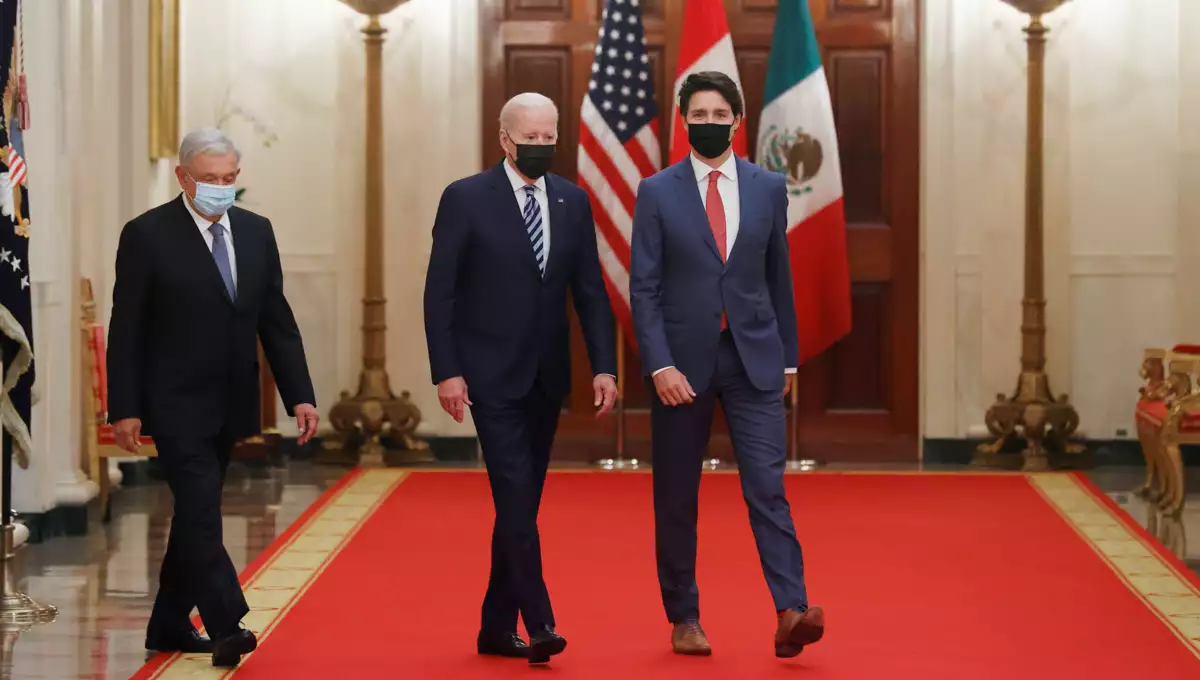 (El presidente estadounidense Joe Biden recibe a los líderes de Canadá y México en la Casa Blanca en Washington)