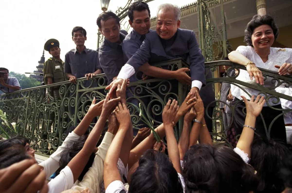 Foto que data de 1991 de Norodom Sihanouk, quien fue rey de Camboya en dos ocasiones.