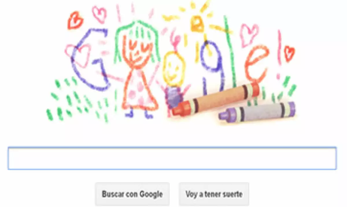 El doodle de Google se parece a los dibujos que hacen los niños con crayolas. (Foto tomada de Google)