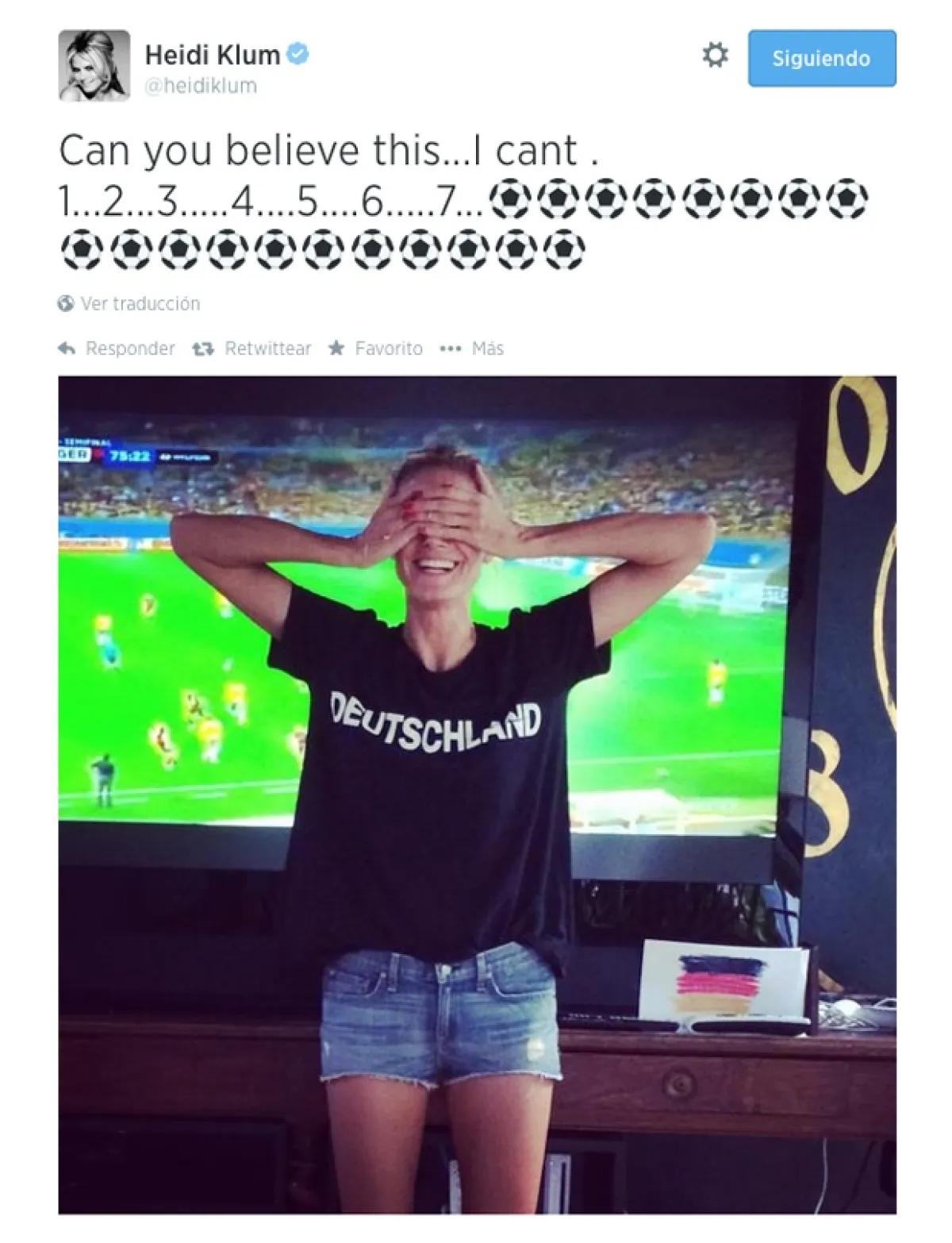 Heidi Klum fue una de las pocas muy felices con la aplastante derrota de su selección.