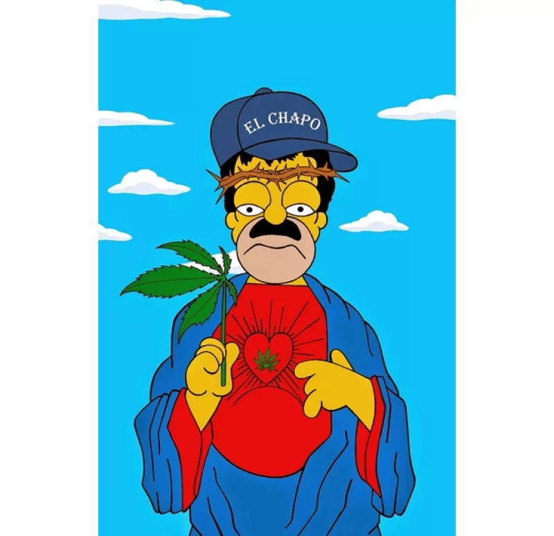 Un artista italiano dibujó para su blog al personaje de los Simpson personificado como el capo mexicano de la droga que fue capturado en febrero de este año.