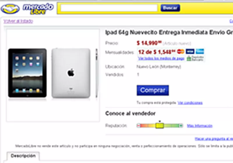 El iPad se muestra en diversas ofertas hasta en 14,990 pesos en su versión de 64gb.  (Foto: Cortesía Mercado Libre.com )