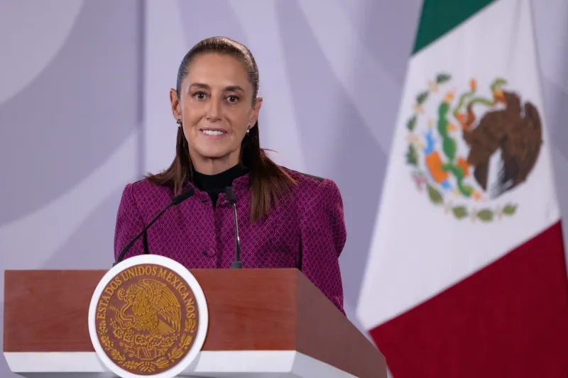 La presidenta Claudia Sheinbaum e su conferencia matutina de este jueves en Palacio Nacional.
