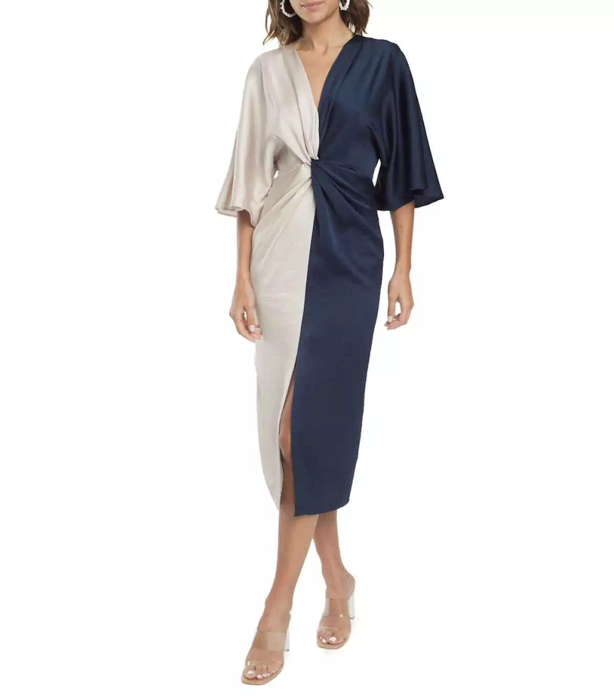 Vestido midi bicolor