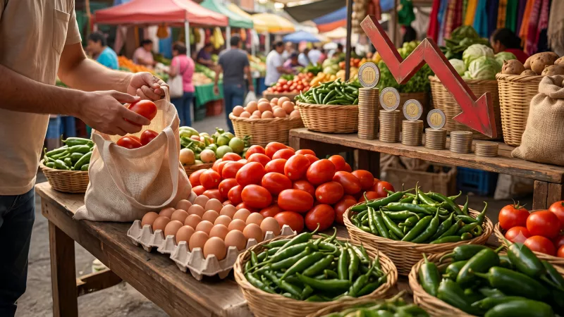 Caída del precio del jitomate, huevo y chiles baja la inflación en junio