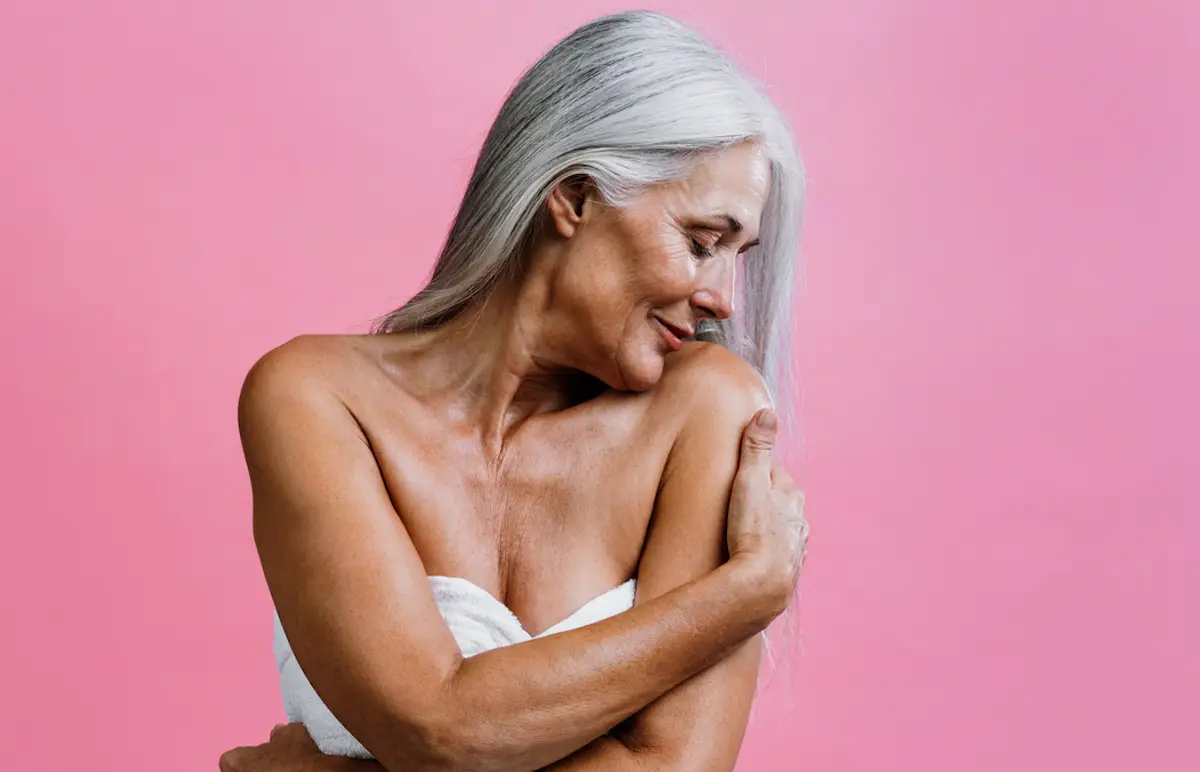 Beautiful senior woman posing on a beauty photo session.