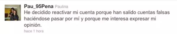 Luego de varias horas de haber desactivado su cuenta de Twitter, Paulina decidió regresar a la red social.