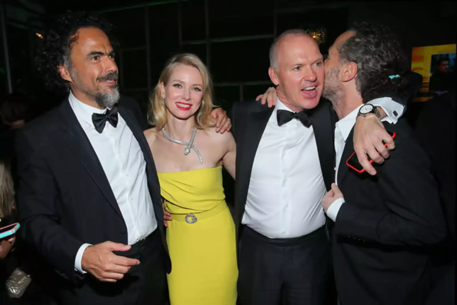 Alejandro González Iñárritu, Naomi Watts y Michael Keaton festejaron juntos después de los Golden Globes.