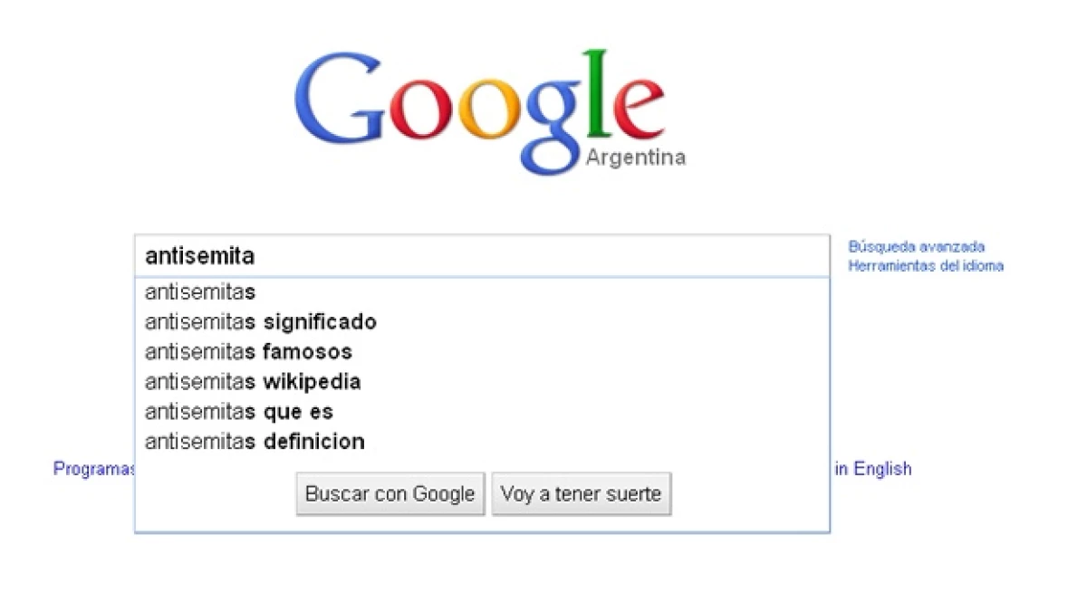 Pagina principal Google Argentina
