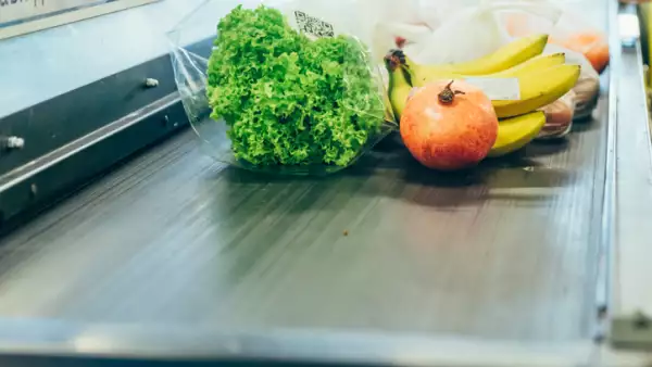 products on the cash desk. grocery shopping