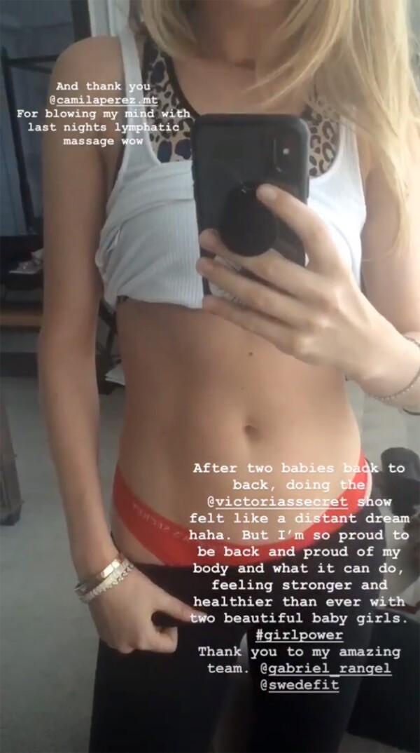Behati Prinsloo se mostró maravillada ante el poder de su cuerpo. (Foto: Behati Prinsloo/ Instagram)