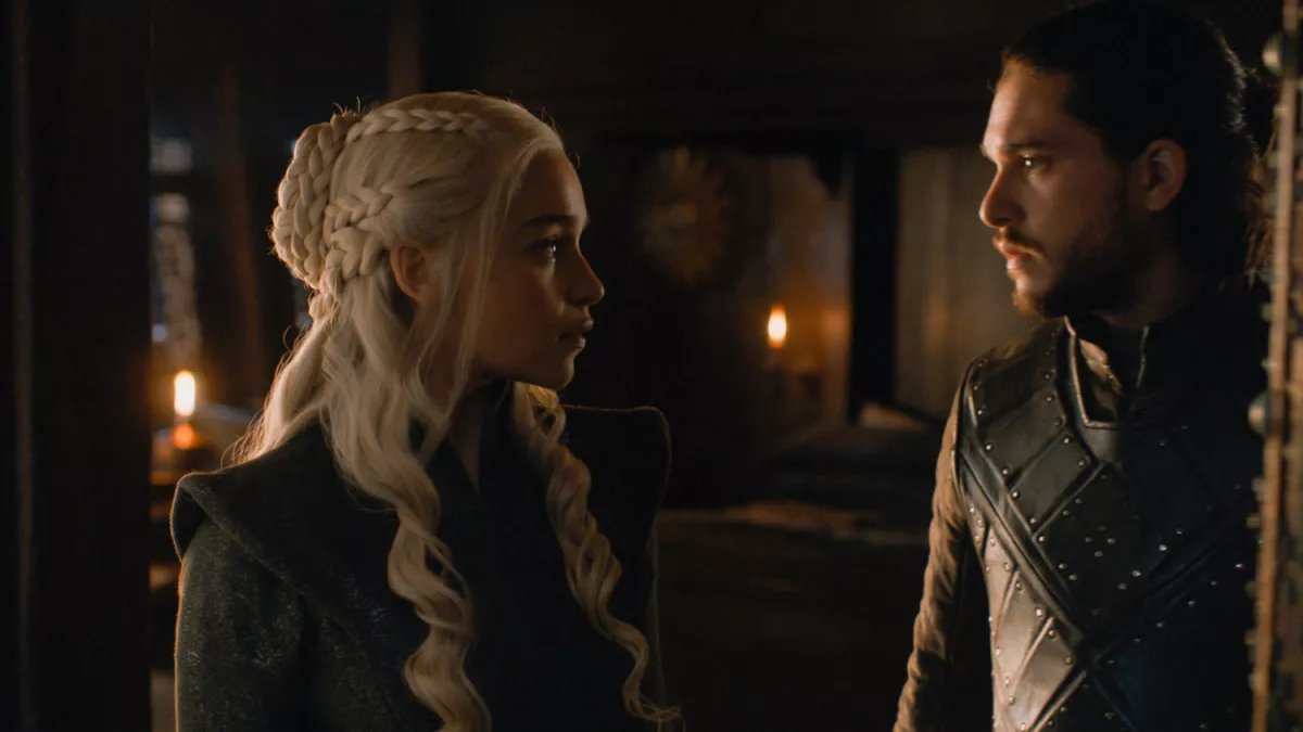 Escena con Jon Snow y Daenerys Targaryen en "Games of Thrones"