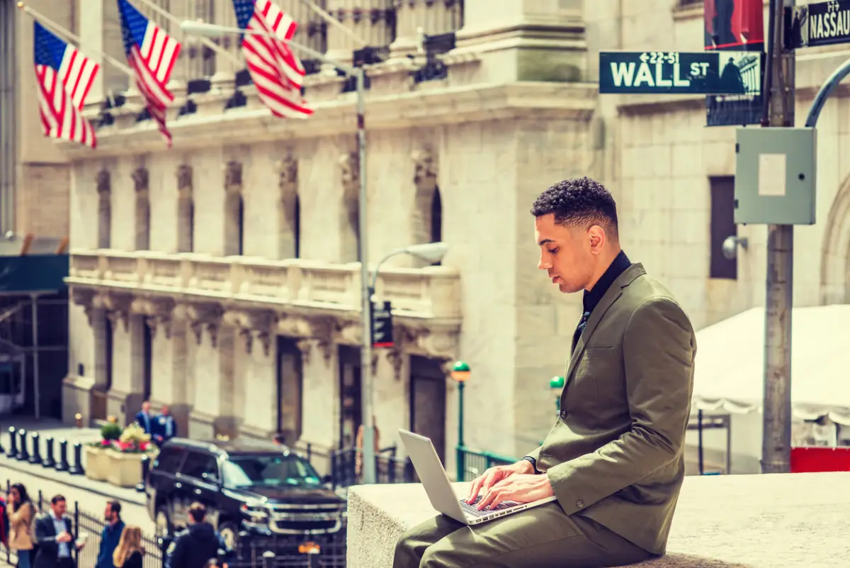 Young American Businessman traveling, working in New York