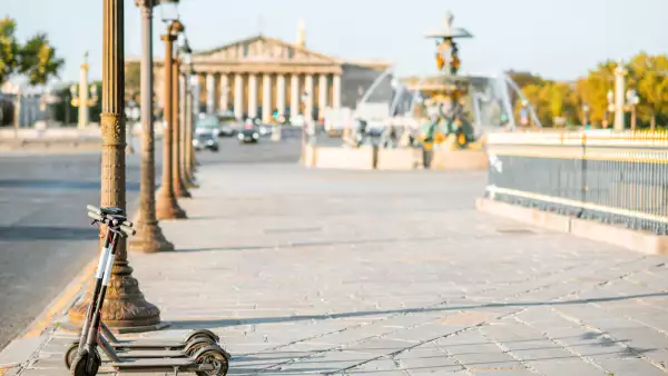 Electric scooters on the street in Paris