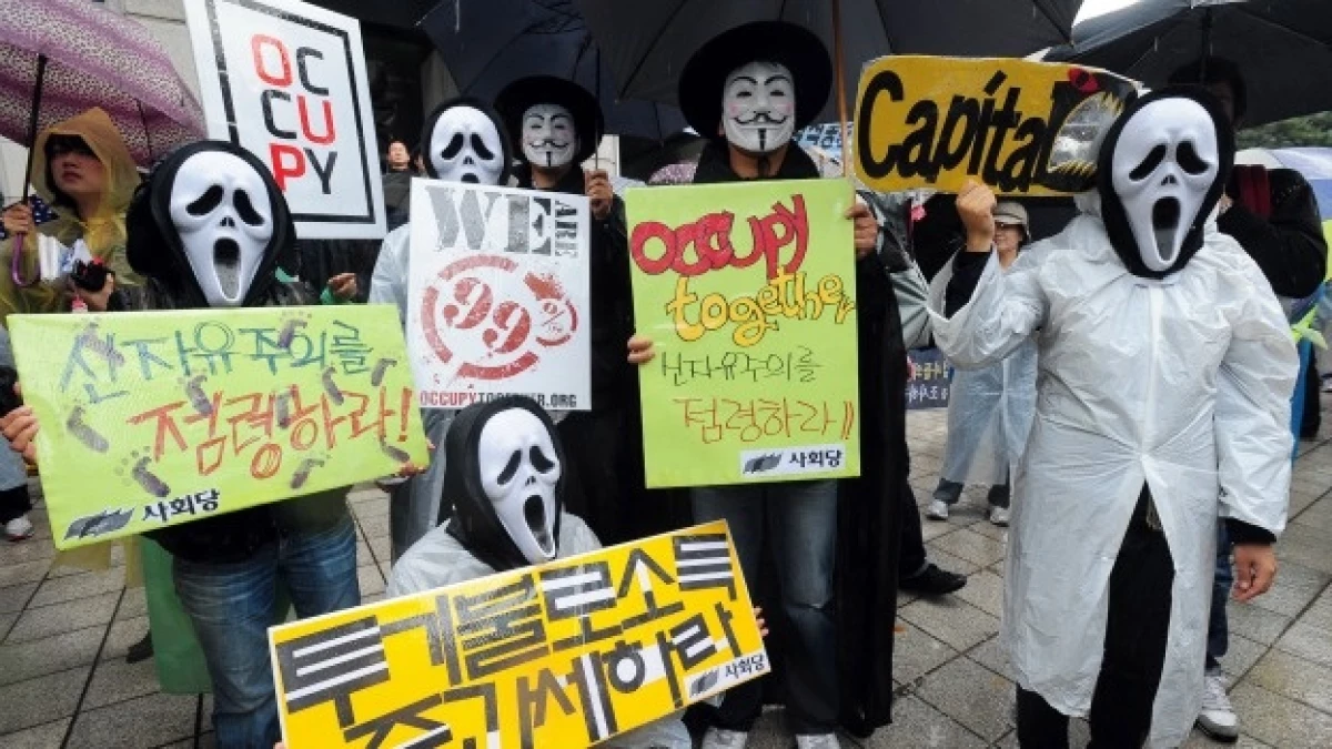 manifestacion del ocupa wall street en corea del sur
