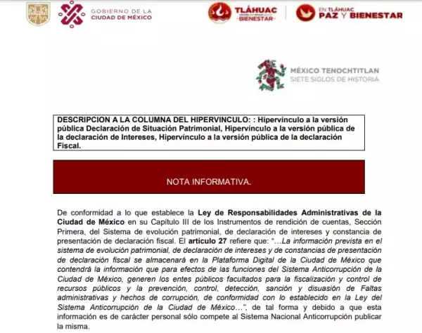 Nota que aparece en lugar de la declaración de la alcaldesa Berenice Hernández, de Tláhuac.