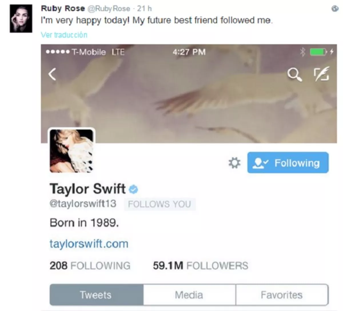 Al parecer Taylor también ha quedado prendada de la actriz, que está causando sensación desde hace una semana.