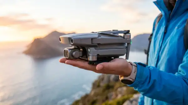 Persona sostiene en la palma de su mano un dron que pesa 250 g; lo necesario para evitar el trámite de registro y licencia en México.