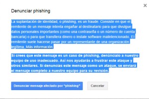 Notificación para denunciar phishing