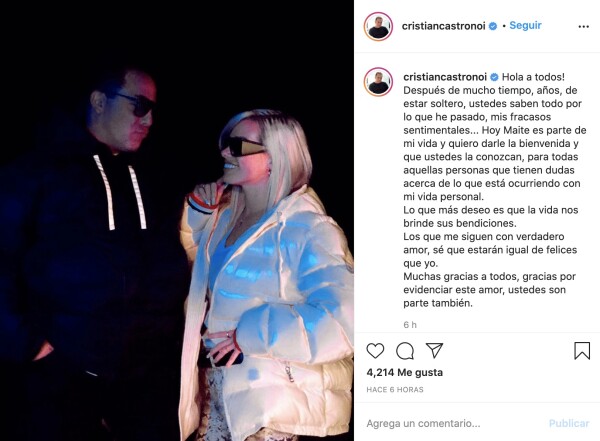 Cristian Castro and his new girlfriend, Maite