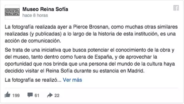 Ante esto, el museo emitió un comunicado en el que explicaban el por qué de la fotografía.