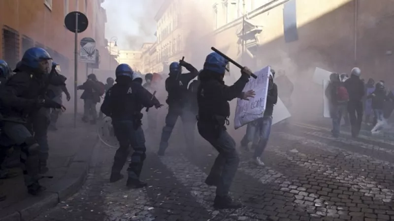 protestas en las calles de roma