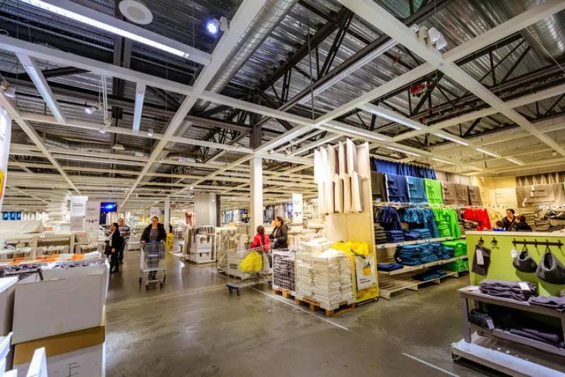 Interior of large IKEA Portland Home Furnishings store