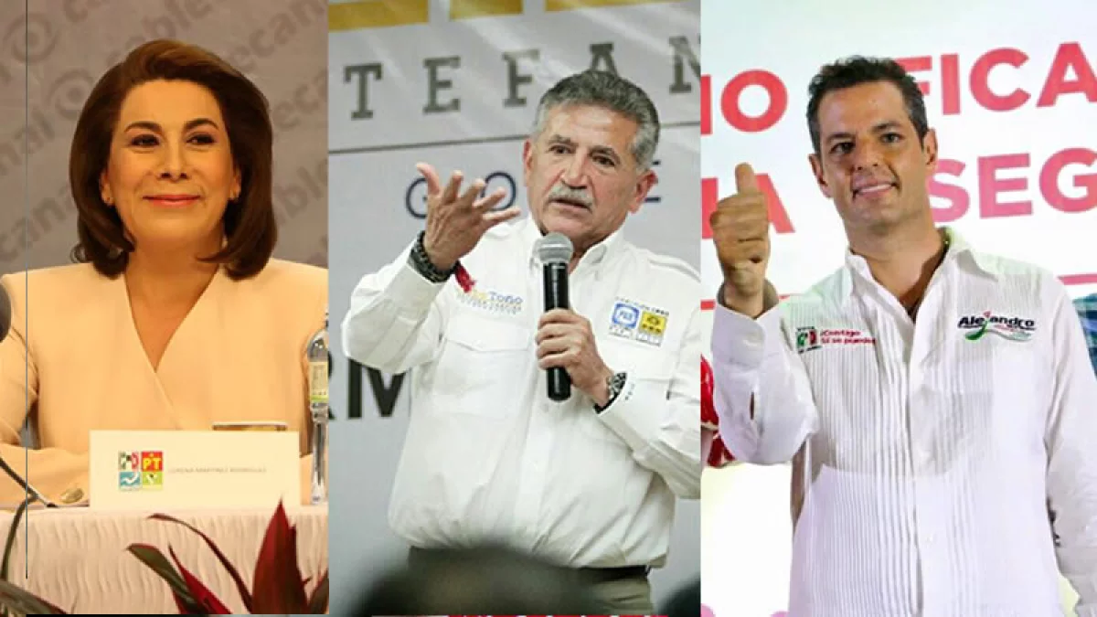 La priista Lorena Martínez (izq) va a la delantera en Aguascalientes; José Estefan (centro), del PAN-PRD, y Alejandro Murat, del PRI, enfrentan elección cerrada en Oaxaca.