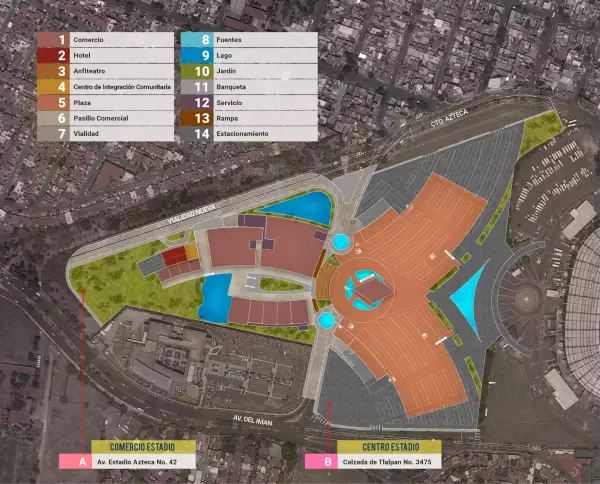 Mapa de obras en el Estadio Azteca que están en consulta vecinal