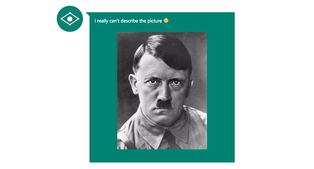La inteligencia artificial dice que no reconoce la imagen o que se siente mal al ver a Hitler